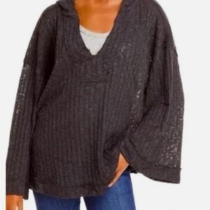 Free People Women’s Washed Black Size Medium V-Neck Sweater